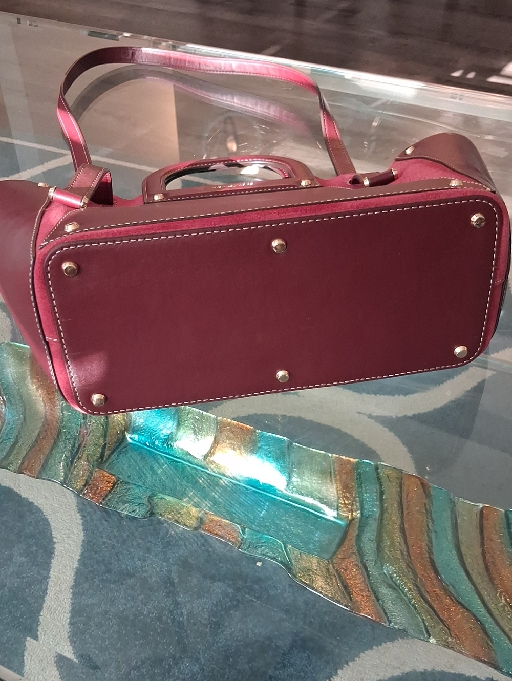 Michael Kors Avril Extra-Large Leather and Suede Tote Bag, Burgundy - Picture 9 of 12